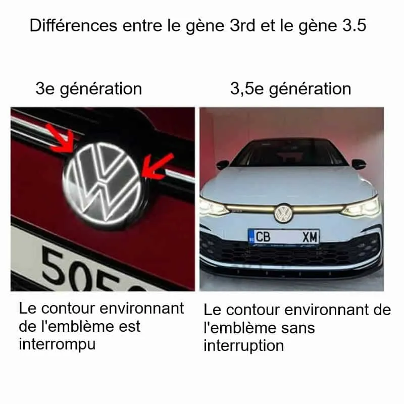 Emblème VW Taos Lumineux LED Calandre 2022-2025 Étanche
