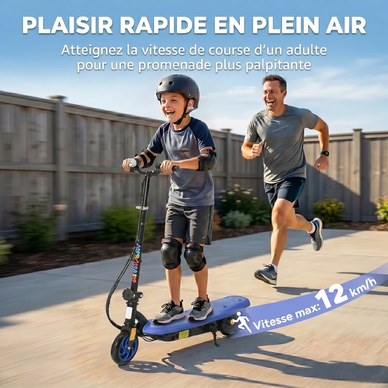 Trottinette électrique enfant pliable 75 x 48 x 93 cm guidon réglable autonomie 10 km moderne design en métal bleu 21_0006950