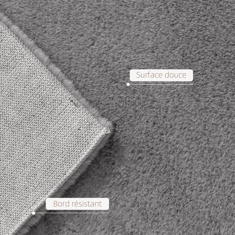 Tapis salon rectangulaire 160 x 120 x 2,5 cm lavable en machine antidérapant doux scandinave en polyester gris clair 21_0003682