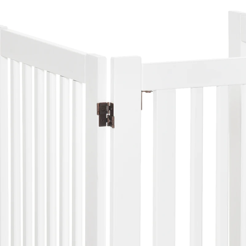 Barrière de sécurité pour chien intérieur 155 x 35,5 x 76 cm porte verrouillable pliable moderne épuré en MDF blanc 21_0007388