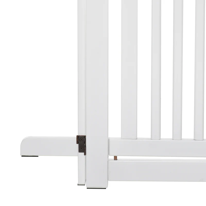 Barrière de sécurité pour chien intérieur 155 x 35,5 x 76 cm porte verrouillable pliable moderne épuré en MDF blanc 21_0007388