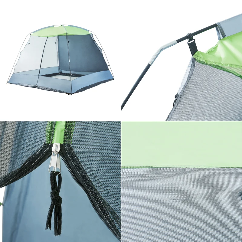 Tonnelle de jardin 305 x 305 x 213 cm gris / vert clair 03_0011128