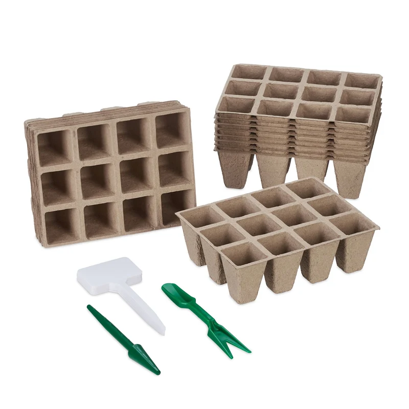 Lot de 192 pots de jardinage biodégradables intérieur extérieur 17 x 10 x 10 cm en papier brun 13_0014234
