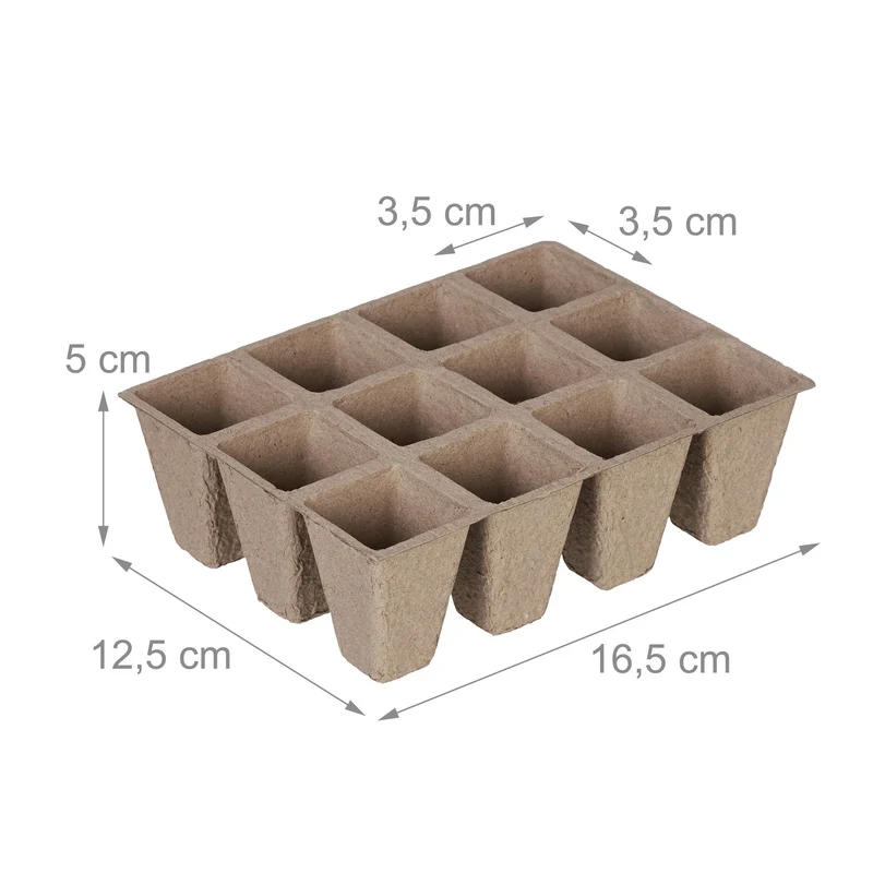 Lot de 192 pots de jardinage biodégradables intérieur extérieur 17 x 10 x 10 cm en papier brun 13_0014234