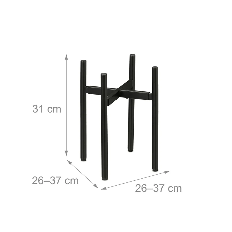 Lot de 2 porte-plantes réglable pratique design sobre intérieur 31 x 26-37 x 26-37 cm en fer noir 13_0014080