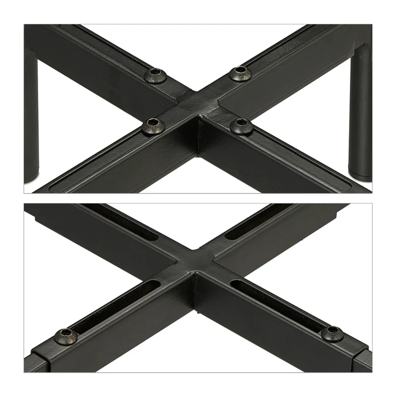 Lot de 2 porte-plantes réglable pratique design sobre intérieur 31 x 26-37 x 26-37 cm en fer noir 13_0014080