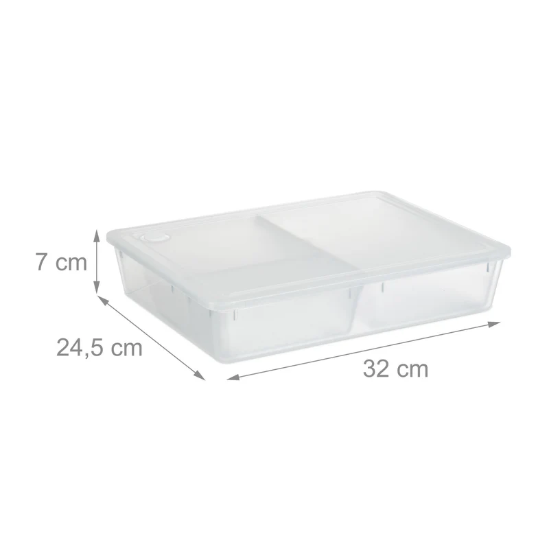 Lot de 1 bac de rangement transparent 3 compartiments amovibles salle de bain bureau 38 x 25 x 12 cm en plastique clair 13_0014634