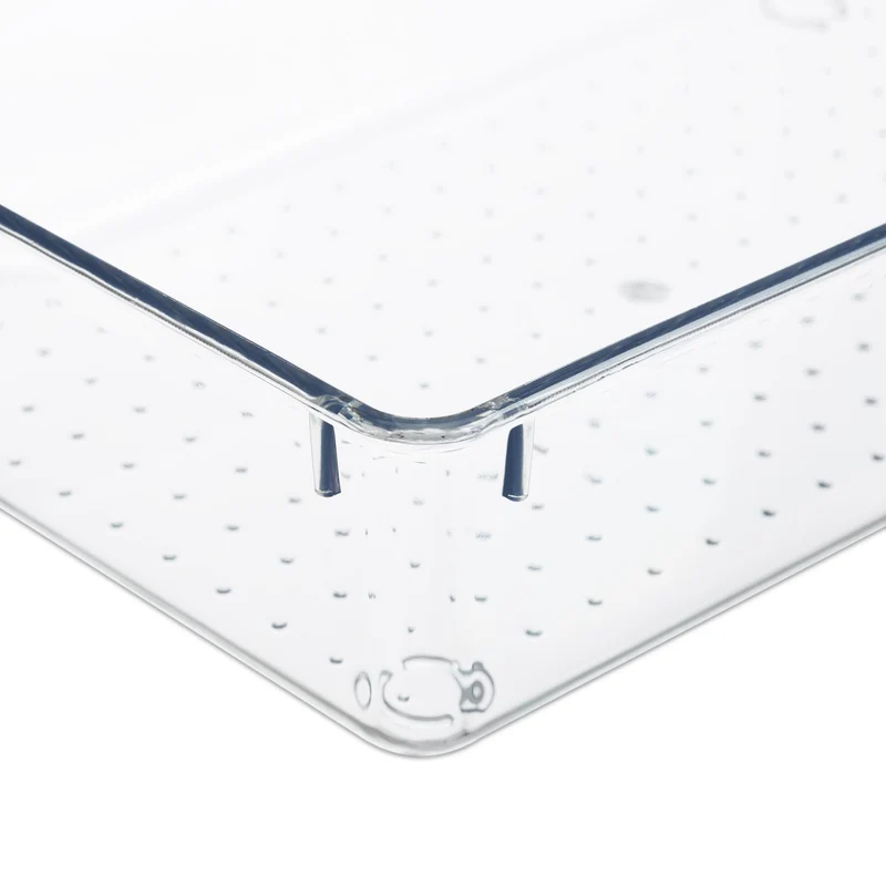 Lot de 1 bac de rangement transparent 3 compartiments amovibles salle de bain bureau 38 x 25 x 12 cm en plastique clair 13_0014634