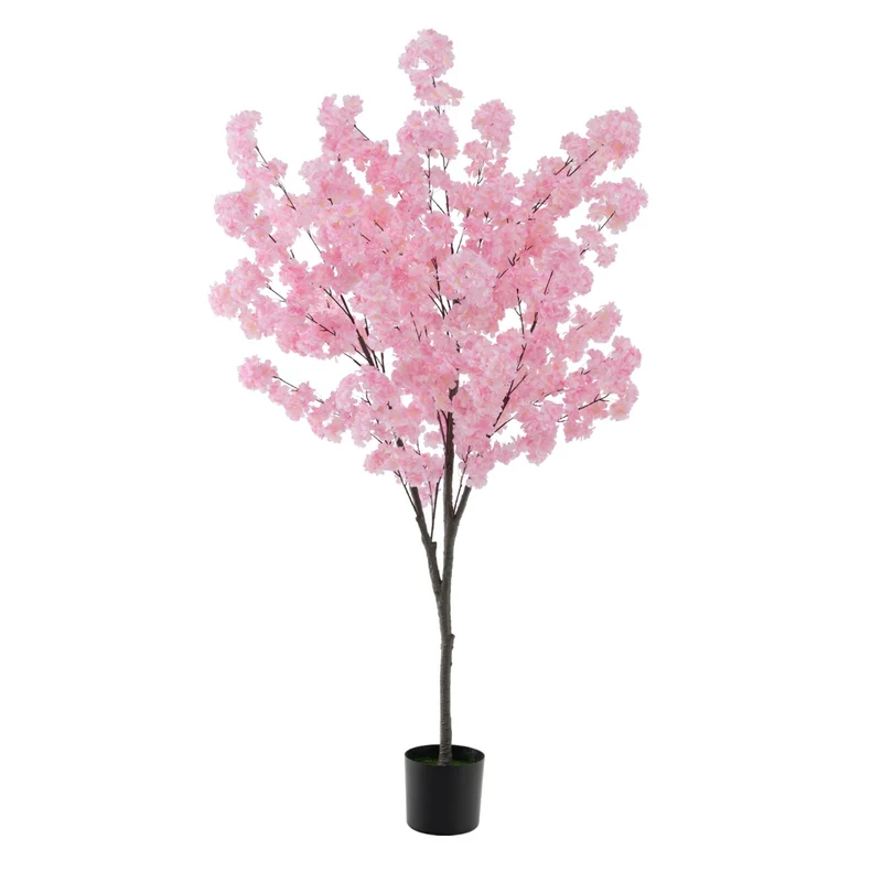 Plante artificielle 190 x 20 x 17,5 cm décorative avec 900 fleurs roses élégantes style moderne en tissu rose 20_0013158