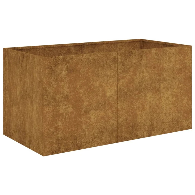 Jardinière bac lit surélevé plantes fleurs terrasse jardin 80 x 40 x 40 cm acier corten marron 02_0037868