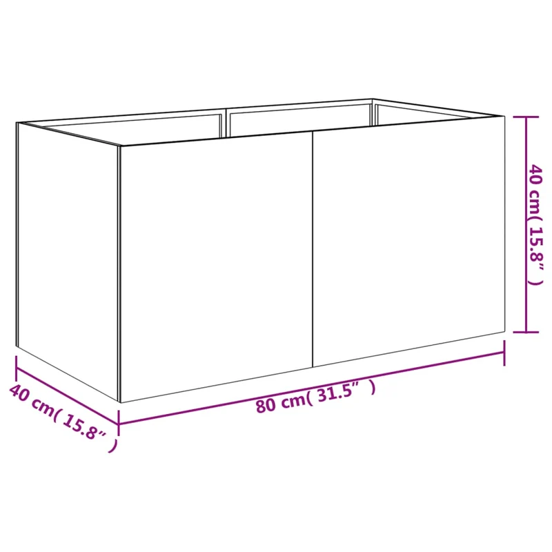 Jardinière bac lit surélevé plantes fleurs terrasse jardin 80 x 40 x 40 cm acier corten marron 02_0037868