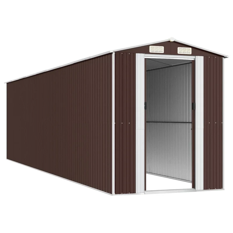 Abri de jardin cabane cabanon maison de stockage remise extérieur hangar outils robuste foncé 192 x 772 x 223 cm acier galvanisé marron 02_0022324