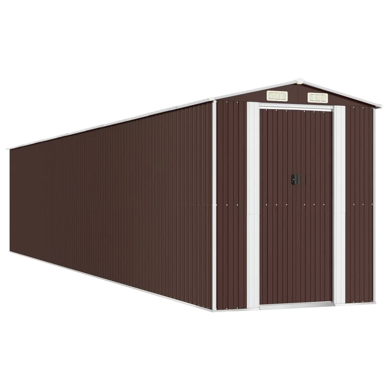 Abri de jardin cabane cabanon maison de stockage remise extérieur hangar outils robuste foncé 192 x 1021 x 223 cm acier galvanisé marron 02_0022315