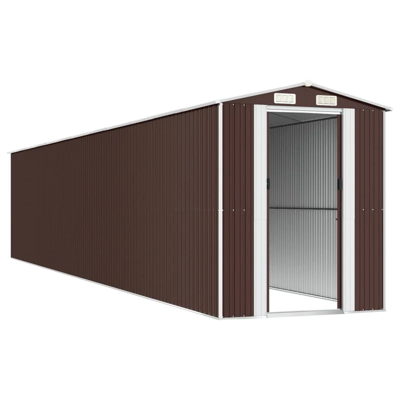 Abri de jardin cabane cabanon maison de stockage remise extérieur hangar outils robuste foncé 192 x 1021 x 223 cm acier galvanisé marron 02_0022315