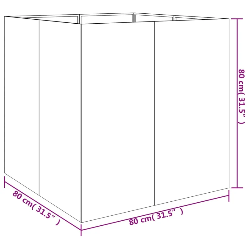 Jardinière bac lit surélevé plantes fleurs terrasse jardin 80 x 80 x 80 cm acier corten marron 02_0037930