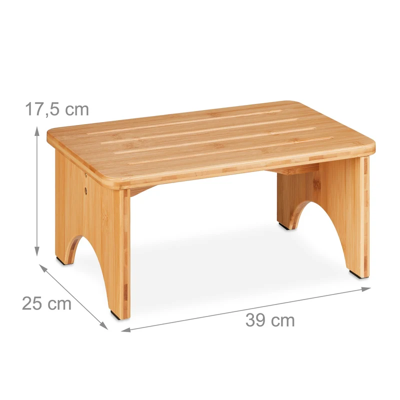 Tabouret marchepied pour adultes et enfants 40 x 30 x 30 cm finition naturelle élégant en bambou beige 13_0014684