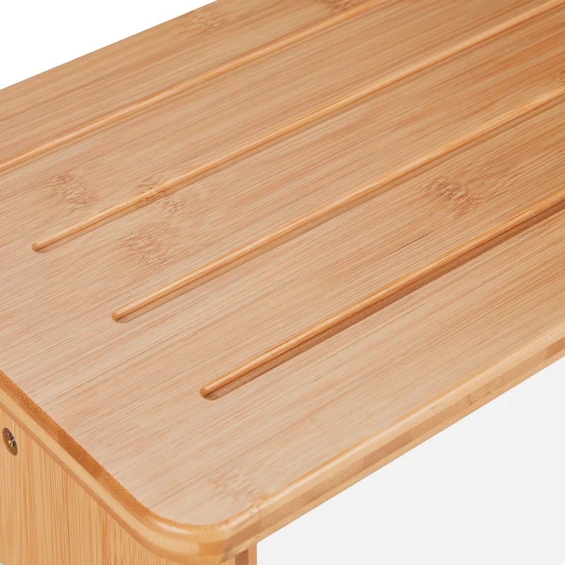Tabouret marchepied pour adultes et enfants 40 x 30 x 30 cm finition naturelle élégant en bambou beige 13_0014684