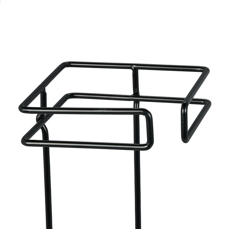 Porte-parapluie carré design moderne rangement entrée bureau 52,5 x 13,5 x 13,5 cm en métal noir 13_0014127