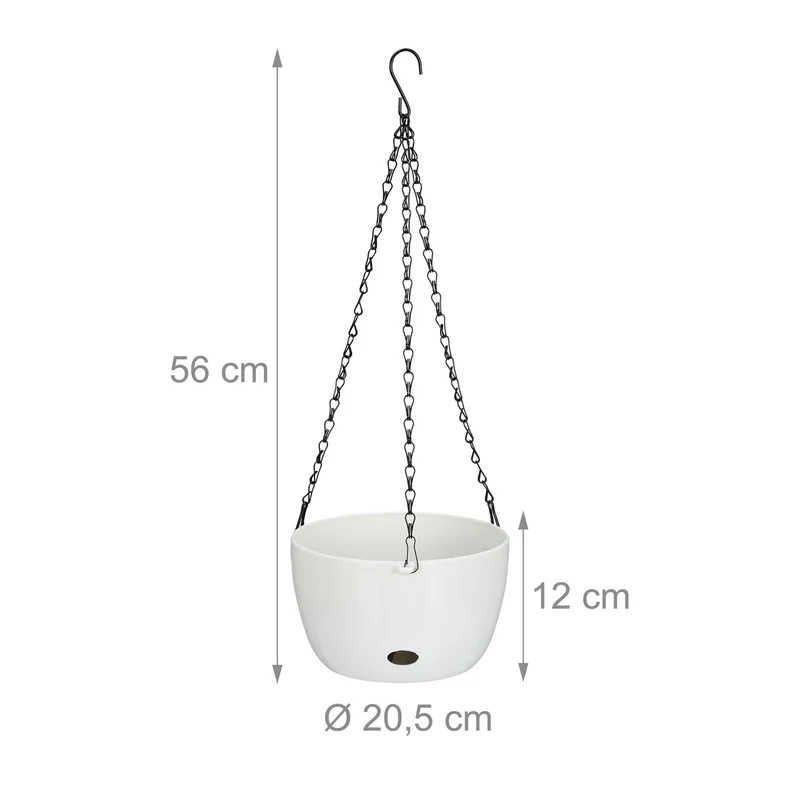 Lot de 2 pots de fleurs suspendus avec arrosage automatique 30 x 14 cm en plastique blanc 13_0014784