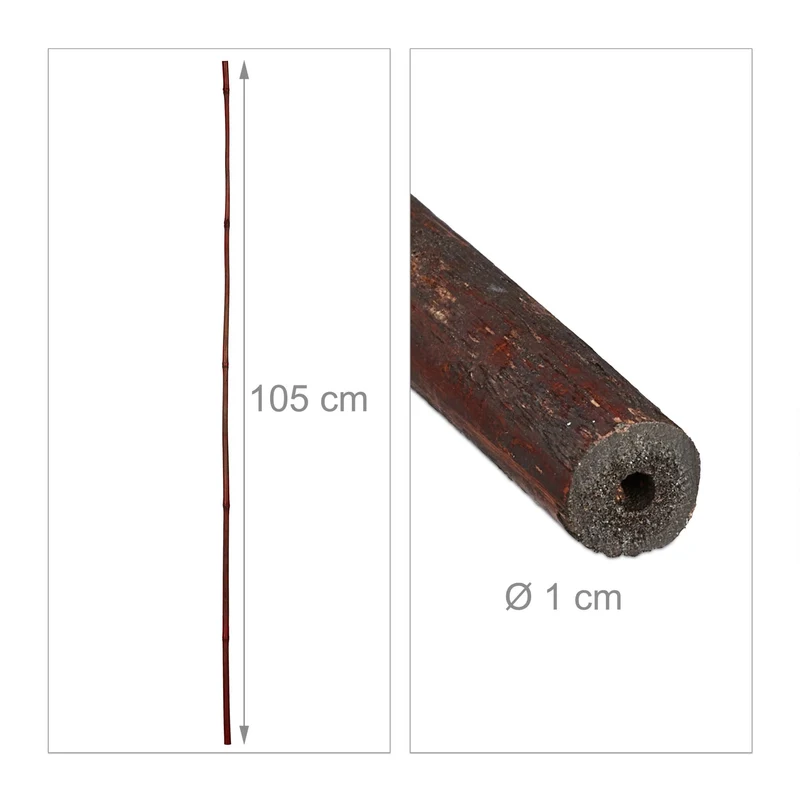 Lot de 25 tuteurs à plantes support jardin 150 x 1 cm design naturel ambiance asiatique en bambou 13_0014624