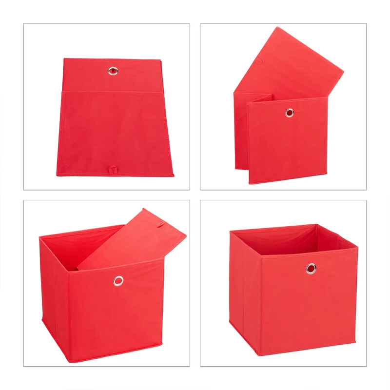 Lot de 4 bacs de rangement pliables pratiques chambre salon 30 x 30 x 30 cm en tissu gris 13_0014534