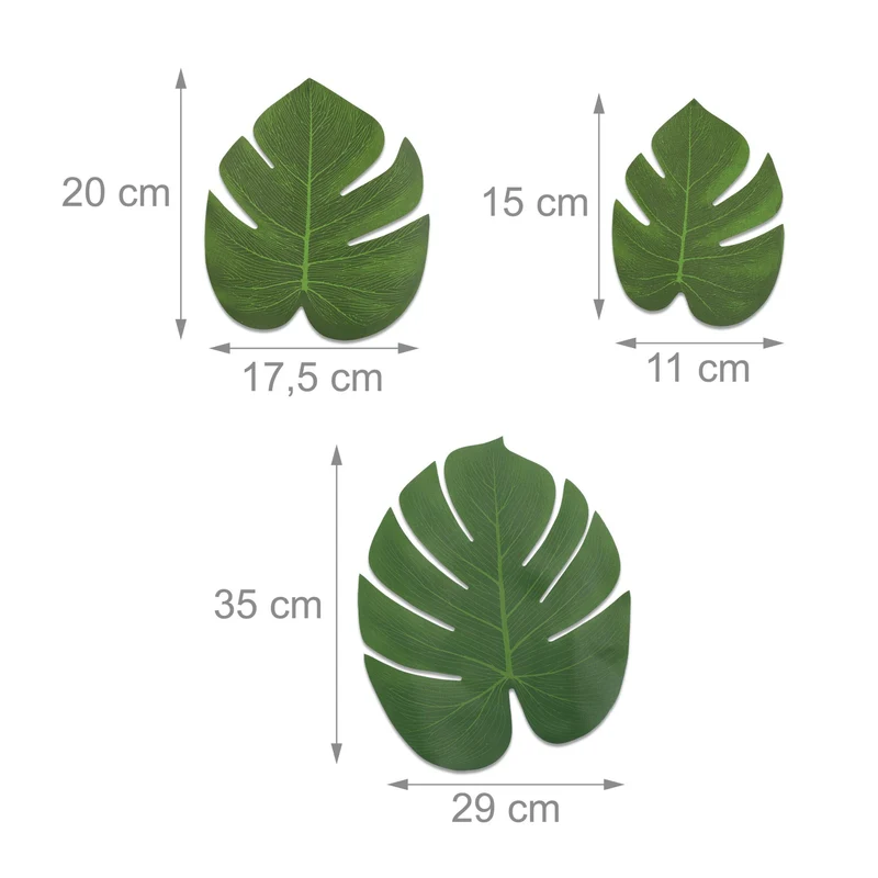 Lot de 72 feuilles de palmier artificielles décoration festive ambiance tropicale 34 x 20 cm en plastique vert 13_0014363