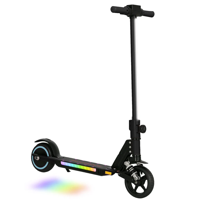 Trottinette électrique enfant pliable 78 x 32 x 92 cm démarrage immédiat freinage sûr style moderne en aluminium noir 21_0006952