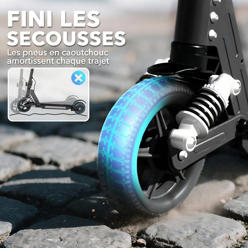 Trottinette électrique enfant pliable 78 x 32 x 92 cm démarrage immédiat freinage sûr style moderne en aluminium noir 21_0006952