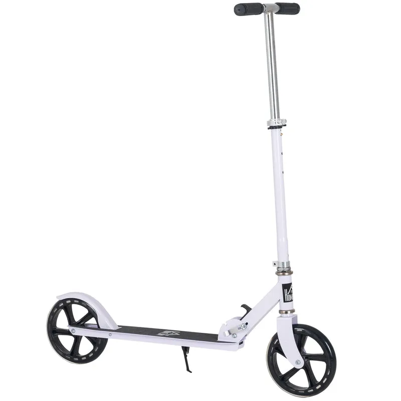 Trottinette pliable enfant 88 x 37 x 75-100 cm guidon réglable quatre niveaux frein arrière moderne en aluminium blanc 21_0000672