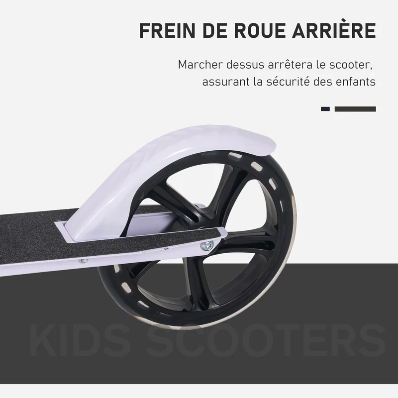 Trottinette pliable enfant 88 x 37 x 75-100 cm guidon réglable quatre niveaux frein arrière moderne en aluminium blanc 21_0000672