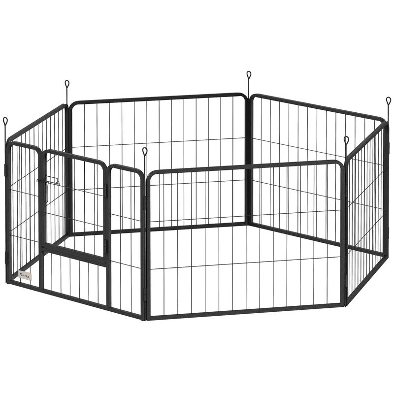 Parc pour chien enclos modulable 160 x 80 x 60 cm pliable sécurisé porte extérieur moderne minimaliste en acier gris 21_0007479