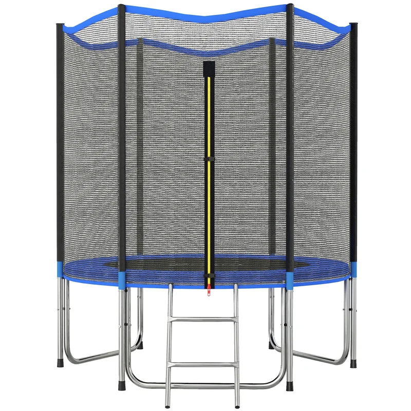 Trampoline de jardin rond 183 x 200 cm filet de sécurité rembourré échelle incluse contemporain scandinave en PP bleu 21_0006673
