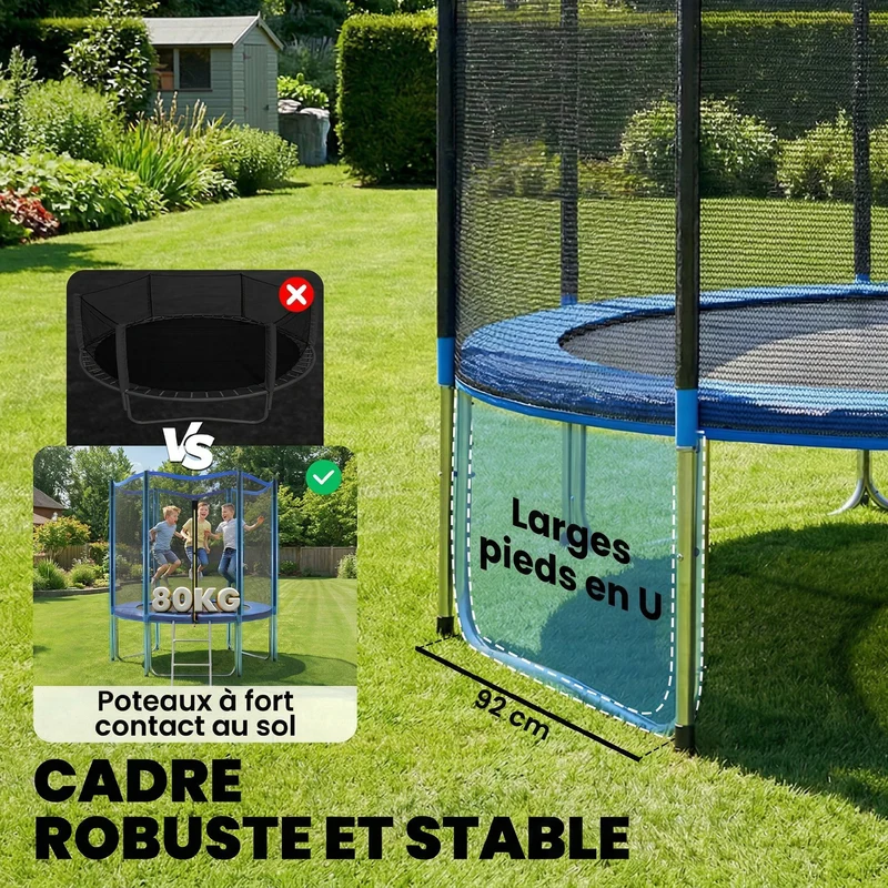 Trampoline de jardin rond 183 x 200 cm filet de sécurité rembourré échelle incluse contemporain scandinave en PP bleu 21_0006673