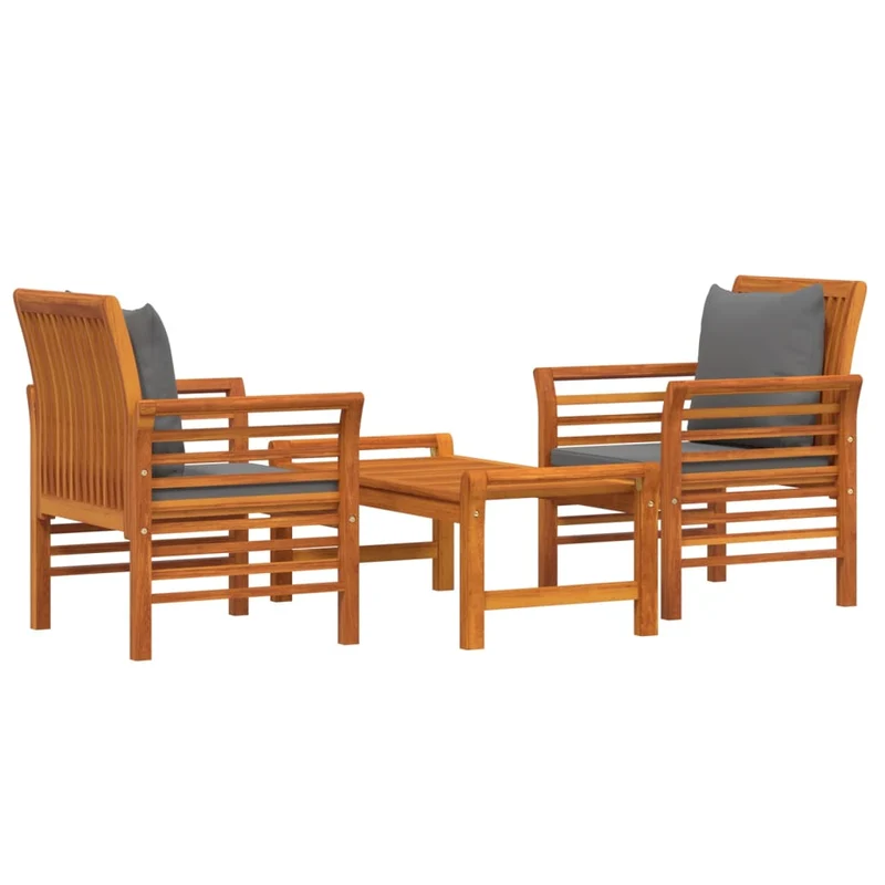 Salon de jardin meuble d'extérieur ensemble de mobilier 3 pièces avec coussins bois massif d'acacia 02_0015959