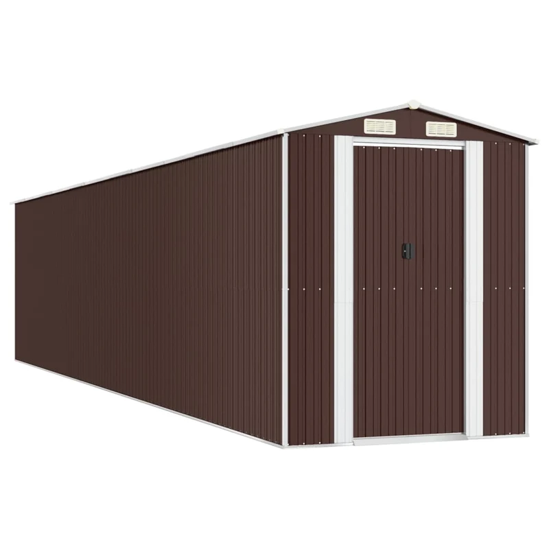 Abri de jardin cabane cabanon maison de stockage remise extérieur hangar outils robuste foncé 192 x 938 x 223 cm acier galvanisé marron 02_0022326