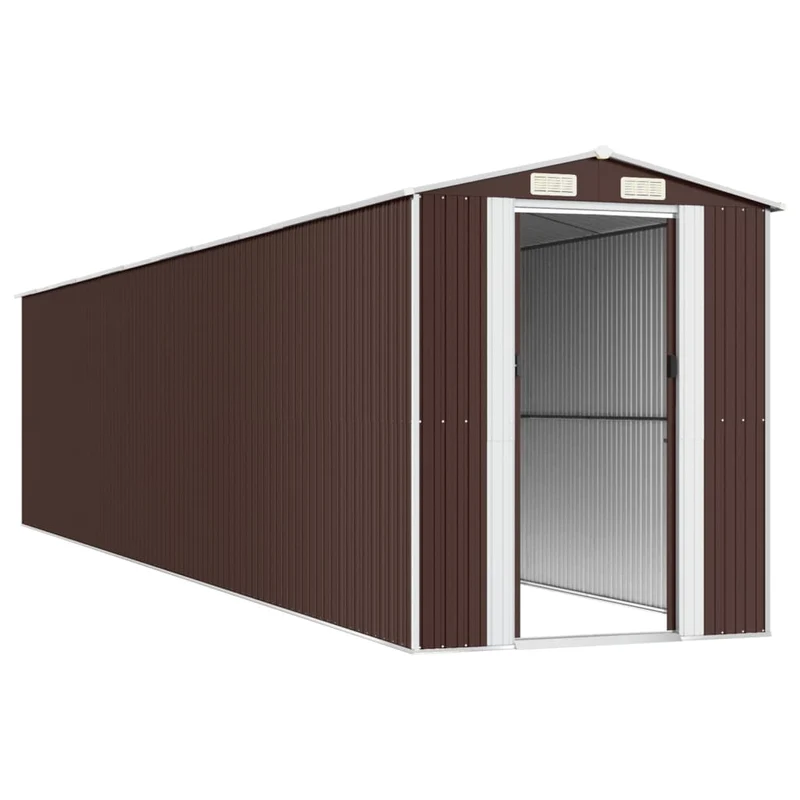 Abri de jardin cabane cabanon maison de stockage remise extérieur hangar outils robuste foncé 192 x 938 x 223 cm acier galvanisé marron 02_0022326