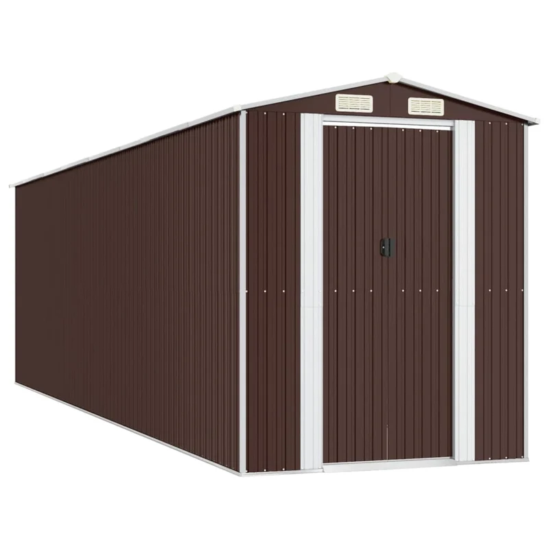 Abri de jardin cabane cabanon maison de stockage remise extérieur hangar outils robuste foncé 192 x 689 x 223 cm acier galvanisé marron 02_0022323