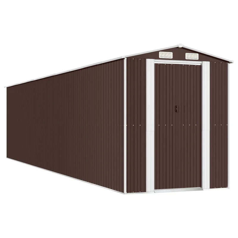 Abri de jardin cabane cabanon maison de stockage remise extérieur hangar outils robuste foncé 192 x 855 x 223 cm acier galvanisé marron 02_0022325