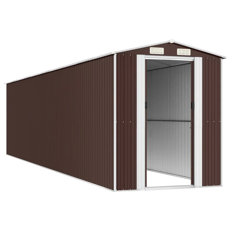 Abri de jardin cabane cabanon maison de stockage remise extérieur hangar outils robuste foncé 192 x 855 x 223 cm acier galvanisé marron 02_0022325