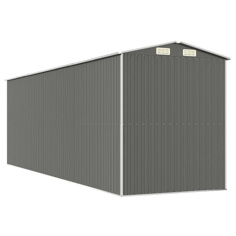Abri de jardin cabane cabanon maison de stockage remise extérieur hangar outils robuste clair 192 x 606 x 223 cm acier galvanisé gris 02_0022260