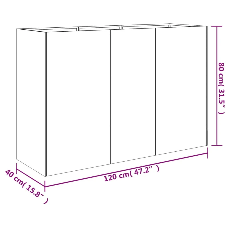 Jardinière bac lit surélevé plantes fleurs terrasse jardin de jardin 120 x 40 x 80 cm acier corten marron 02_0039345
