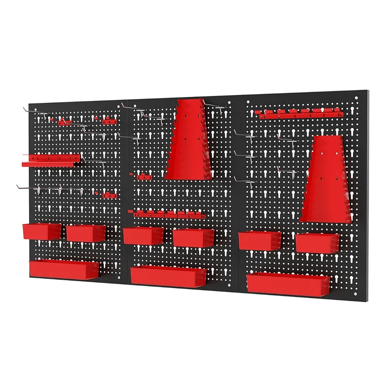 Organiseur mural polyvalent 120 x 60 x 2 cm pour outils et accessoires pratique design en métal rouge 20_0012943