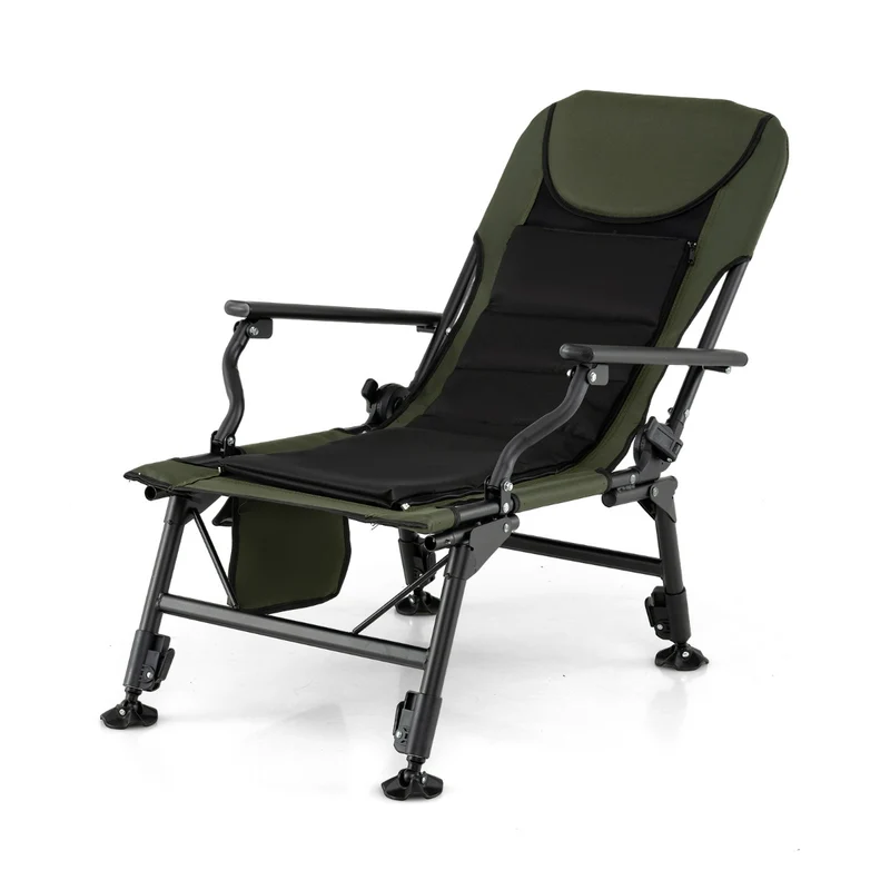 Chaise de camping pliante 60 x 117 x 90 cm confort personnalisable dossiers réglable 5 niveaux style moderne en tissu oxford vert 20_0017663