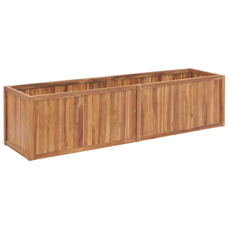 Jardinière bac lit surélevé plantes fleurs terrasse jardin de jardin 200 x 50 x 50 cm bois de teck solide marron 02_0039398