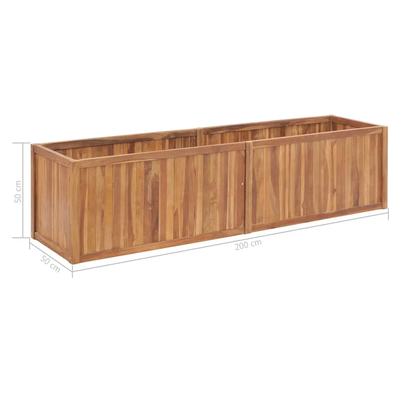 Jardinière bac lit surélevé plantes fleurs terrasse jardin de jardin 200 x 50 x 50 cm bois de teck solide marron 02_0039398
