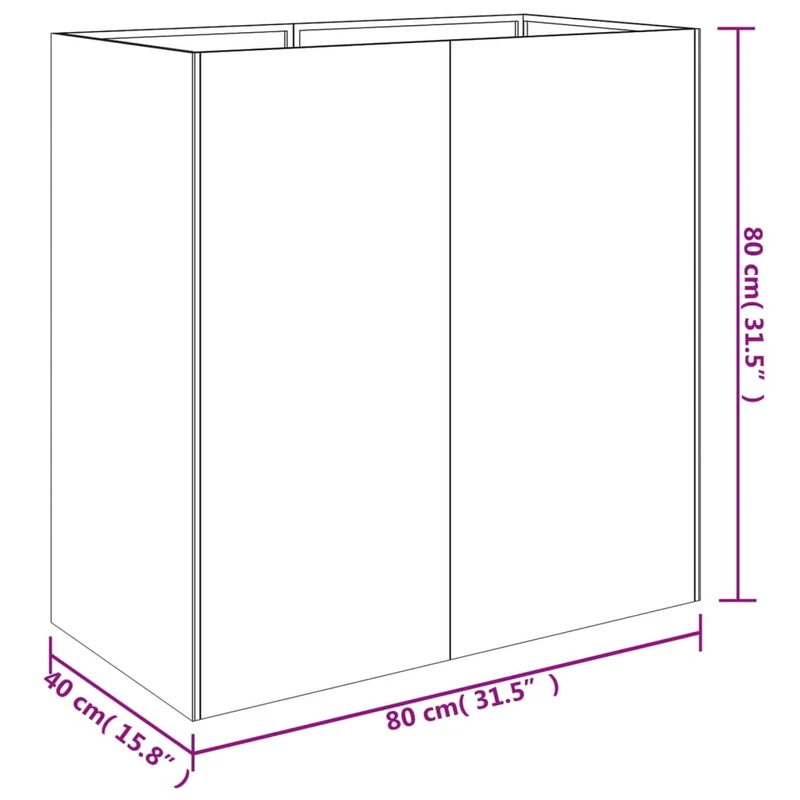 Jardinière bac lit surélevé plantes fleurs terrasse jardin 80 x 40 x 80 cm acier corten marron 02_0037874