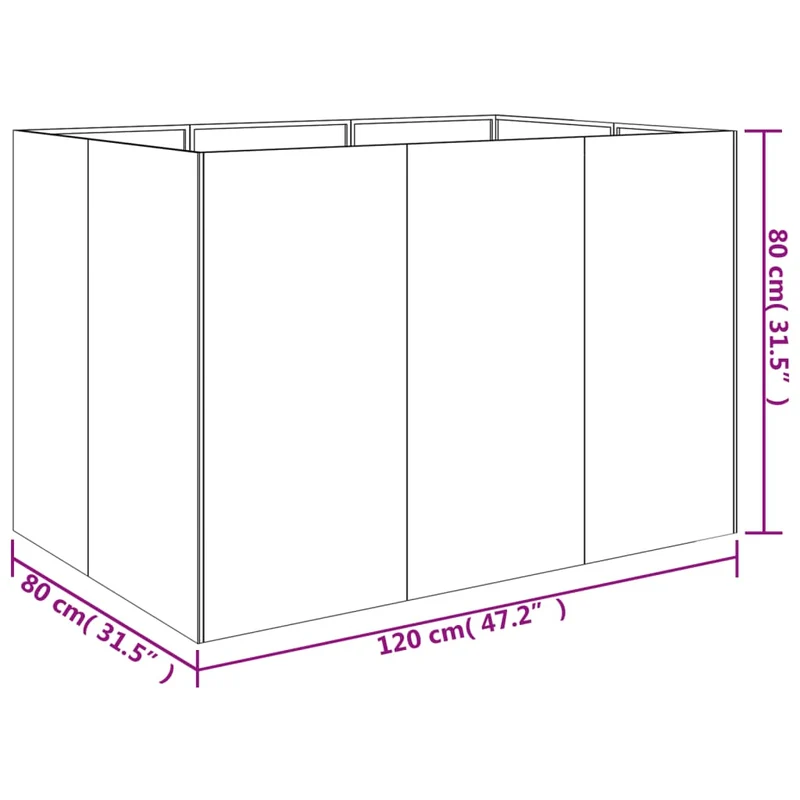 Jardinière bac lit surélevé plantes fleurs terrasse jardin de jardin 120 x 80 x 80 cm acier corten marron 02_0039349