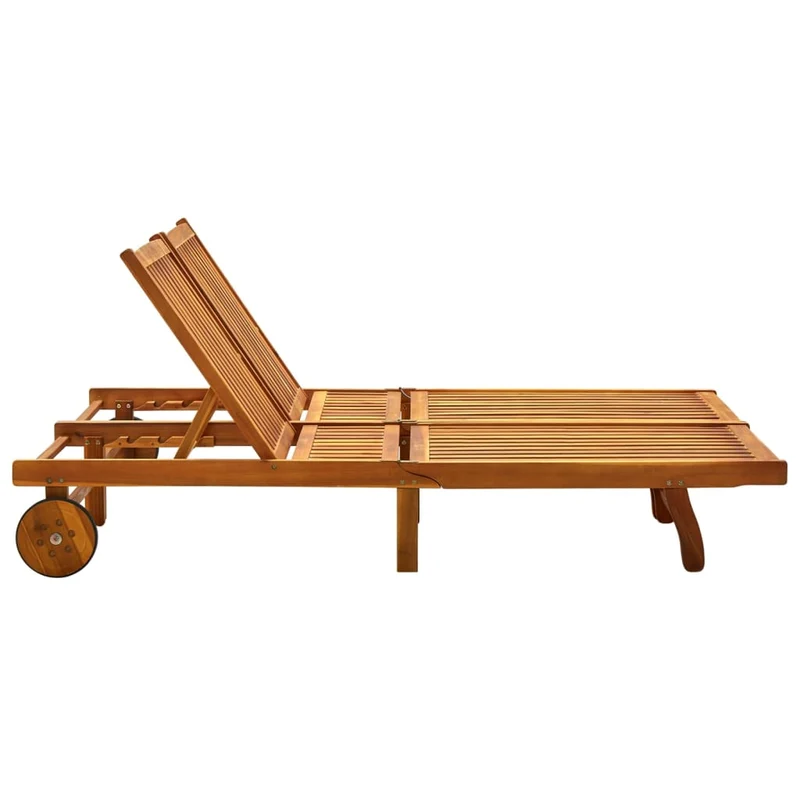 Transat chaise longue bain de soleil lit de jardin terrasse meuble d'extérieur 2 places bois d'acacia massif 02_0012238