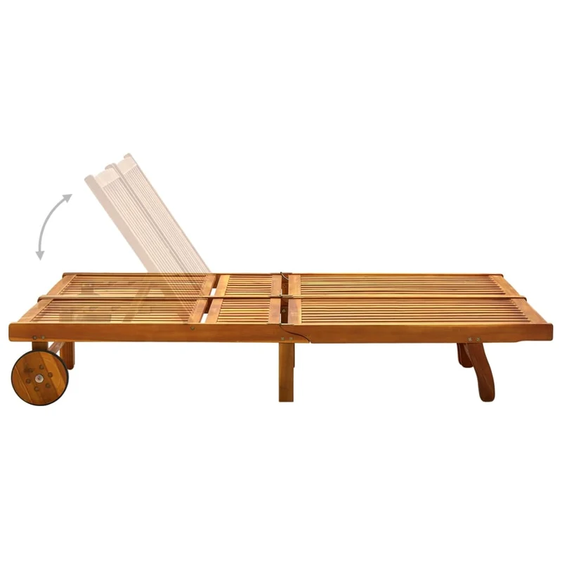 Transat chaise longue bain de soleil lit de jardin terrasse meuble d'extérieur 2 places bois d'acacia massif 02_0012238