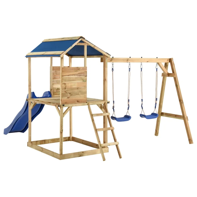 Aire de jeux d'extérieur balançoires toboggan portiques robuste jeux jardin 300 x 220 x 200 cm bois de pin imprégné 02_0004706